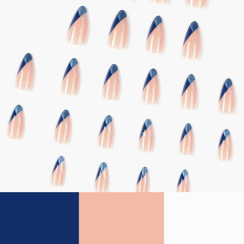 Press-On Nails Geometric Gradient Dark Red Long-Lasting & Comfortable
