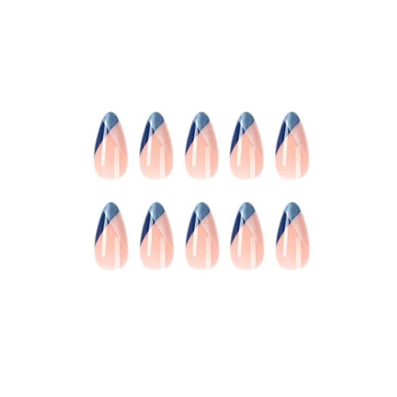 Press-On Nails Geometric Gradient Dark Red Long-Lasting & Comfortable