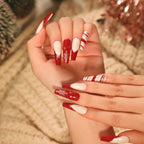 Press-On Nails Gingerbread & Snowflake Reusable Easy Application