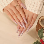 Press-On Nails Gingerbread & Snowflake Reusable Easy Application