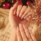 Press-On Nails Gingerbread & Snowflake Reusable Easy Application