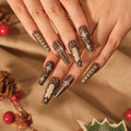 Press-On Nails Gingerbread & Snowflake Reusable Easy Application