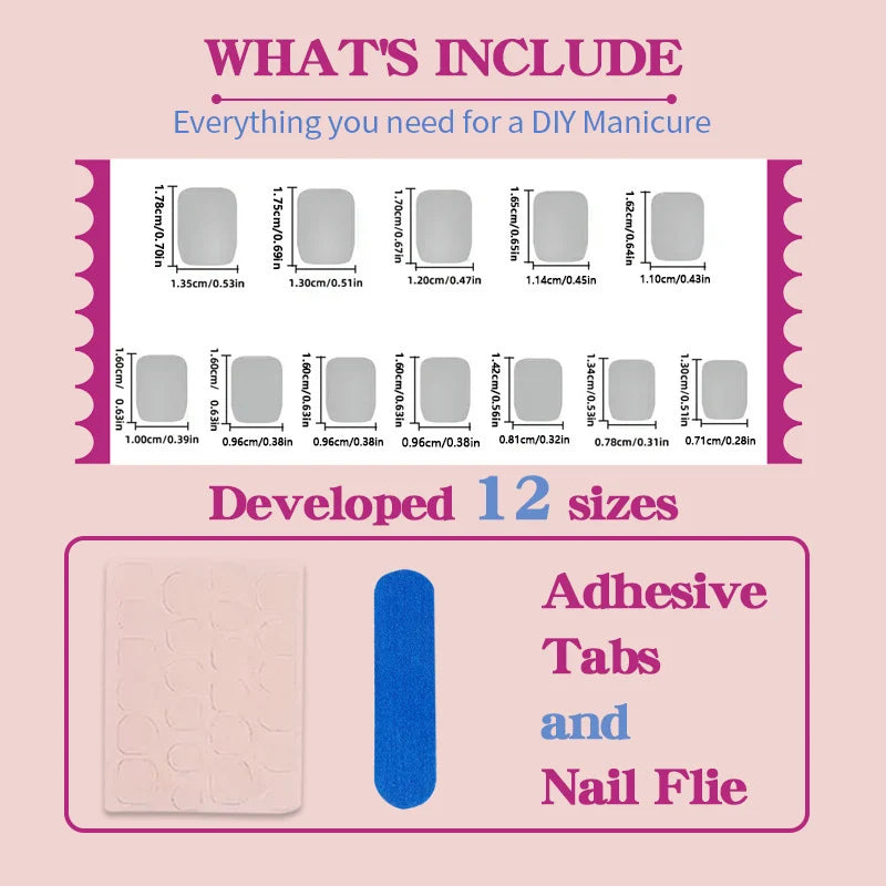 Press-On Nails Glitter Accent Full-Cover Reusable