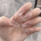 Press-On Nails Glitter Almond Shape Gray