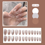 Press-On Nails Glitter Almond Shape Gray
