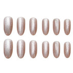 Press-On Nails Glitter Almond Shape Gray