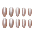 Press-On Nails Glitter Almond Shape Gray