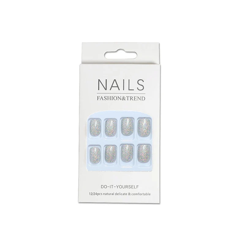 Press-On Nails Glitter Finish 24-Piece Set With Glue