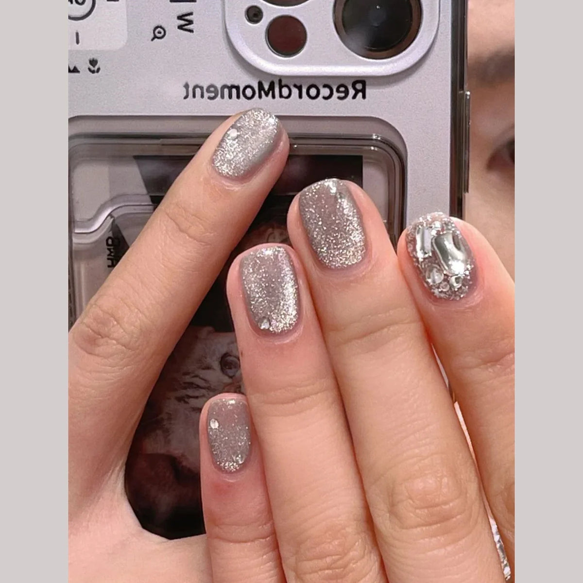 Press-On Nails Glitter Finish Glue-On & Custom Fit