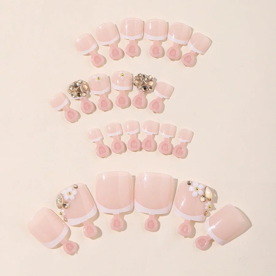 Press-On Nails Glitter & Floral Includes File & Adhesive Pads