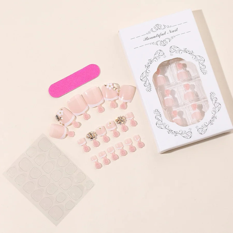 Press-On Nails Glitter & Floral Includes File & Adhesive Pads