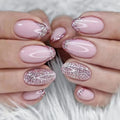 Press-On Nails Glitter French Tip Blue Comfort Fit