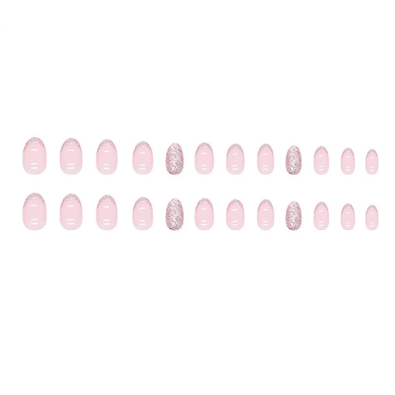 Press-On Nails Glitter French Tip Blue Comfort Fit