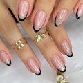 Press-On Nails Glitter French Tip Jelly Gel