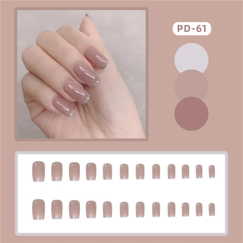 Press-On Nails Glitter French Tip Peel-And-Press Lightweight Comfort