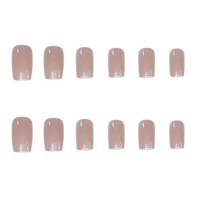 Press-On Nails Glitter French Tip Peel-And-Press Lightweight Comfort