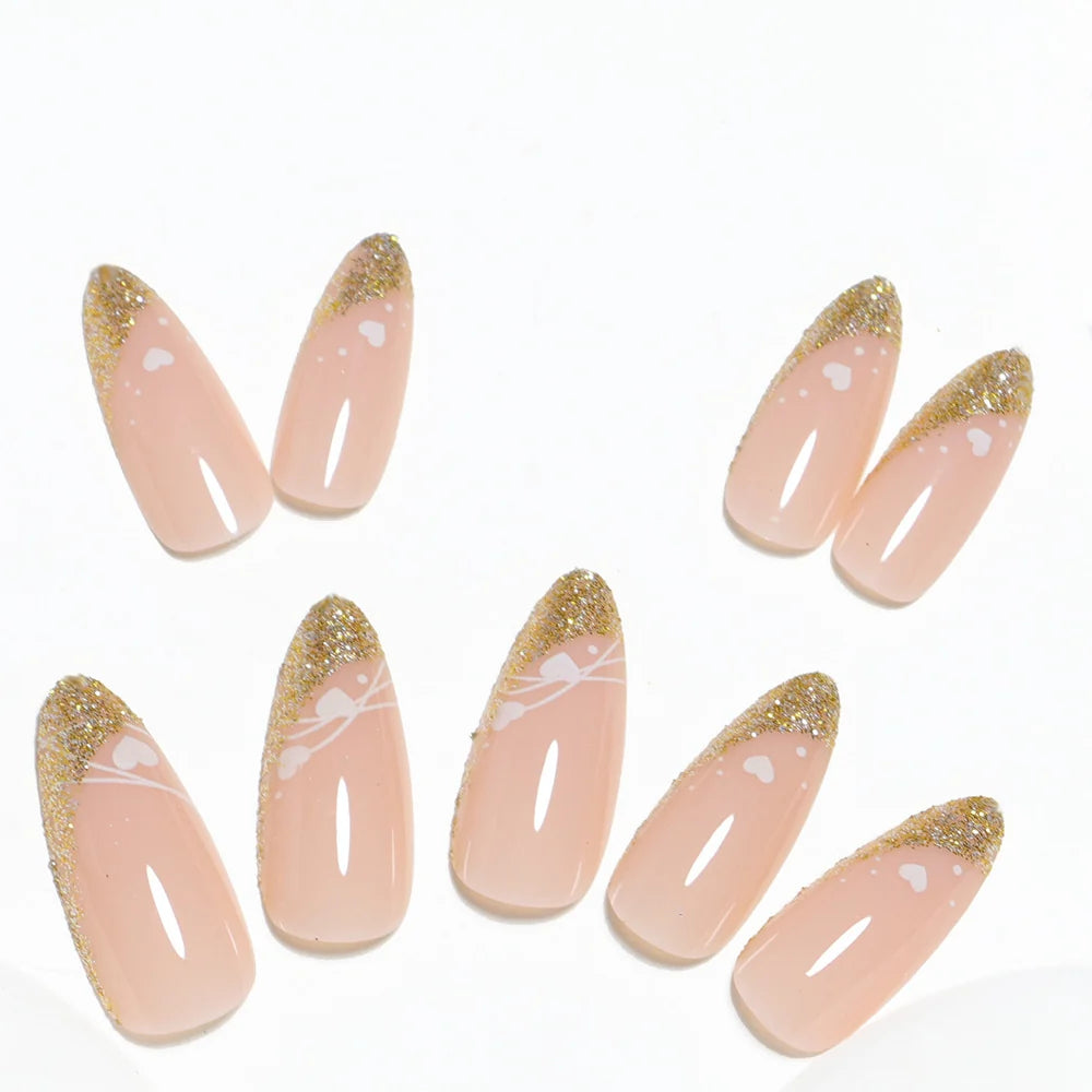 Press-On Nails Glitter French Tip Peel-And-Stick Set of 24