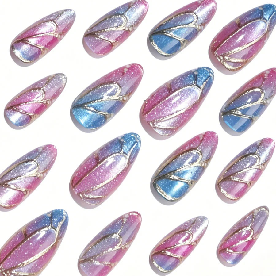 Press-On Nails Glitter Gradient Secure Adhesive & Chip-Resistant