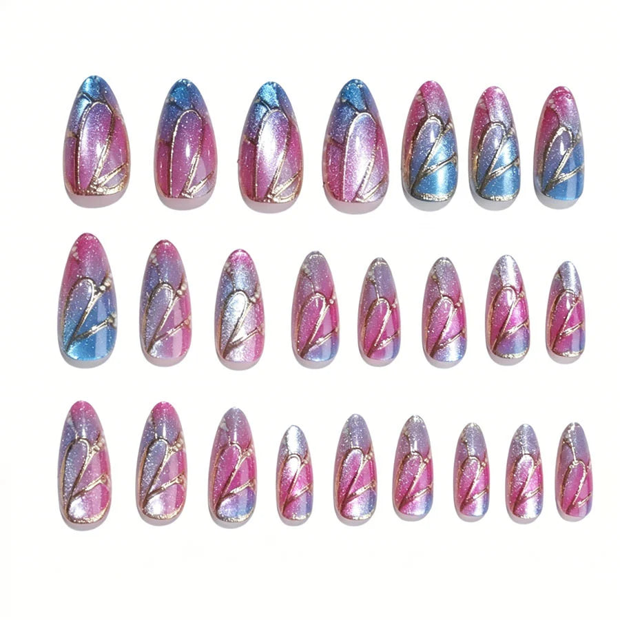 Press-On Nails Glitter Gradient Secure Adhesive & Chip-Resistant