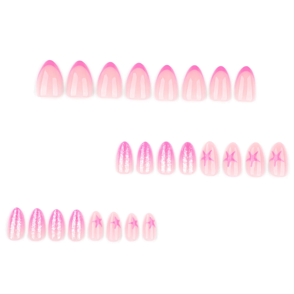 Press-On Nails Glitter Gradient Star Design Lightweight Acrylic Coating