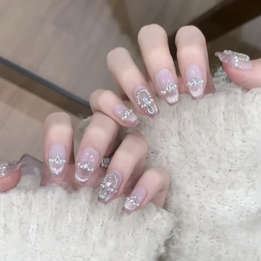 Press-On Nails Glitter & Rhinestone Reusable Set
