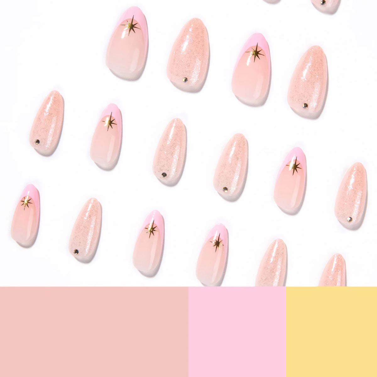 Press-On Nails Glitter & Star Accents Long-Lasting Shine