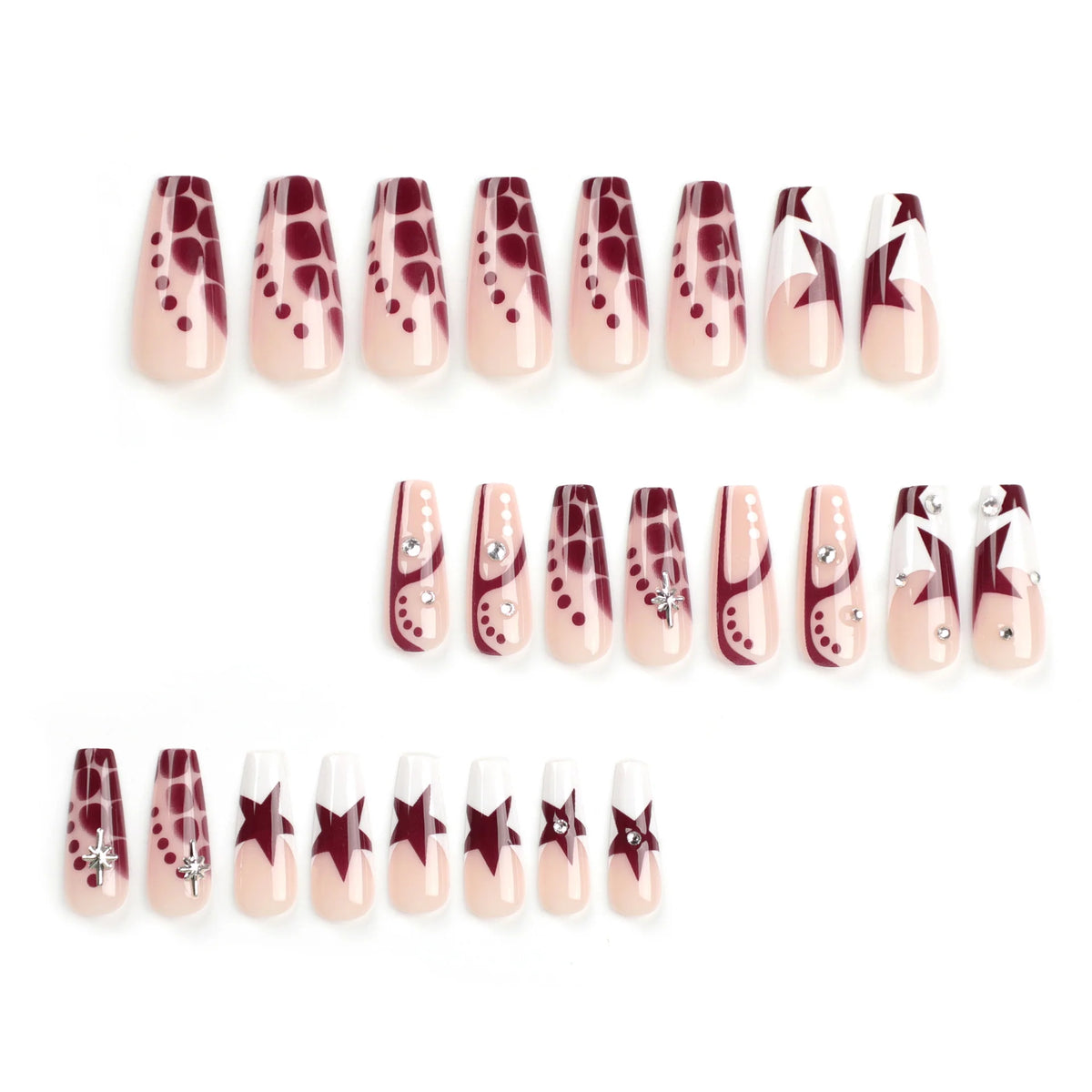 Press-On Nails Glitter & Star Motifs Easy Application