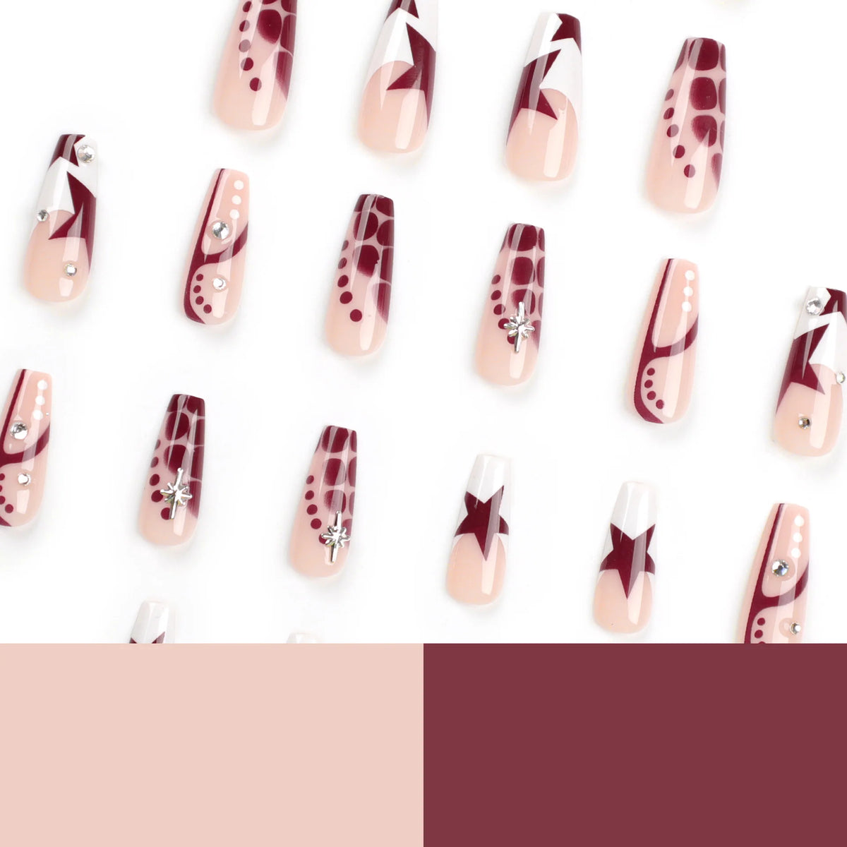 Press-On Nails Glitter & Star Motifs Easy Application