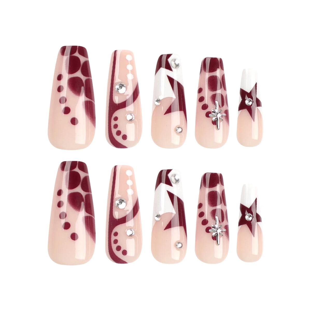 Press-On Nails Glitter & Star Motifs Easy Application