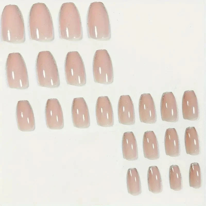 Press-On Nails Glitter-Trimmed Salon-Quality Easy Application