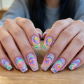 Press-On Nails Glittery Swirl & Star Accents 24-Piece