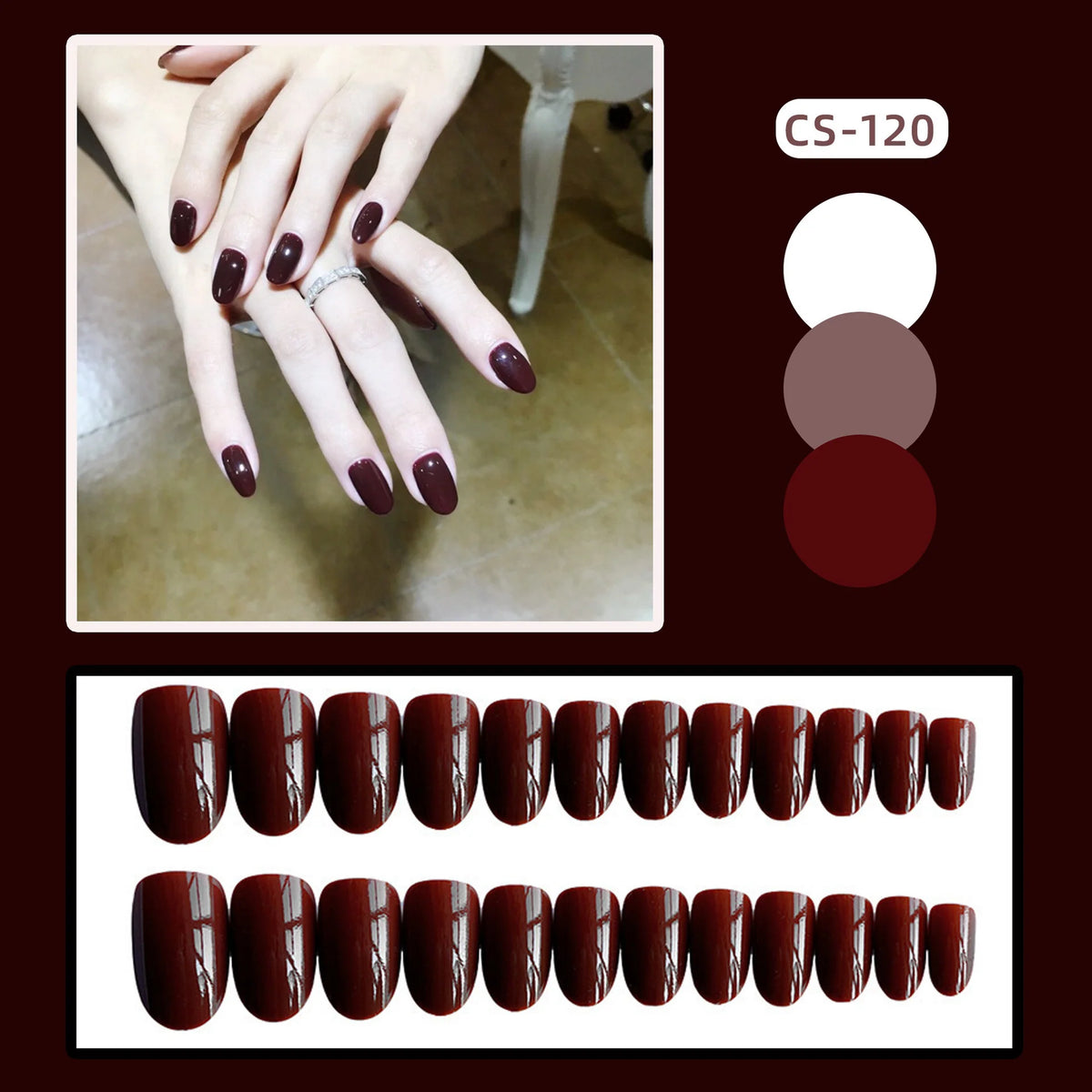 Press-On Nails Glossy Almond Peel And Stick