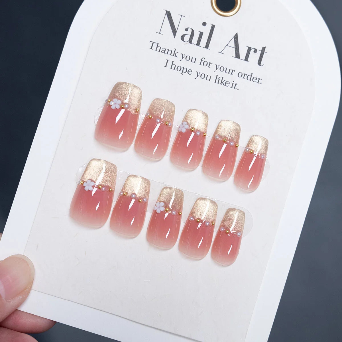 Press-On Nails Glossy Floral Peel & Press Multiple Sizes