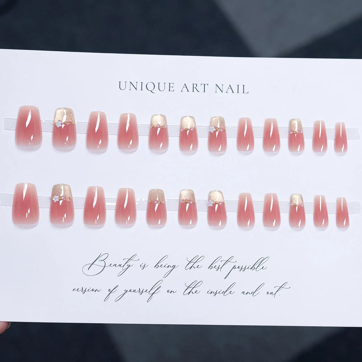 Press-On Nails Glossy Floral Peel & Press Multiple Sizes