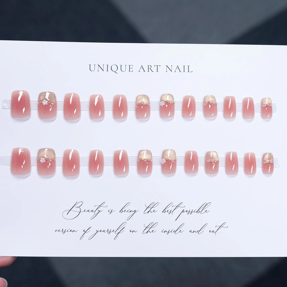 Press-On Nails Glossy Floral Peel & Press Multiple Sizes