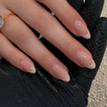 Press-On Nails Glossy French Almond Floral