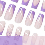 Press-On Nails Glossy Heart Pattern Set of 24
