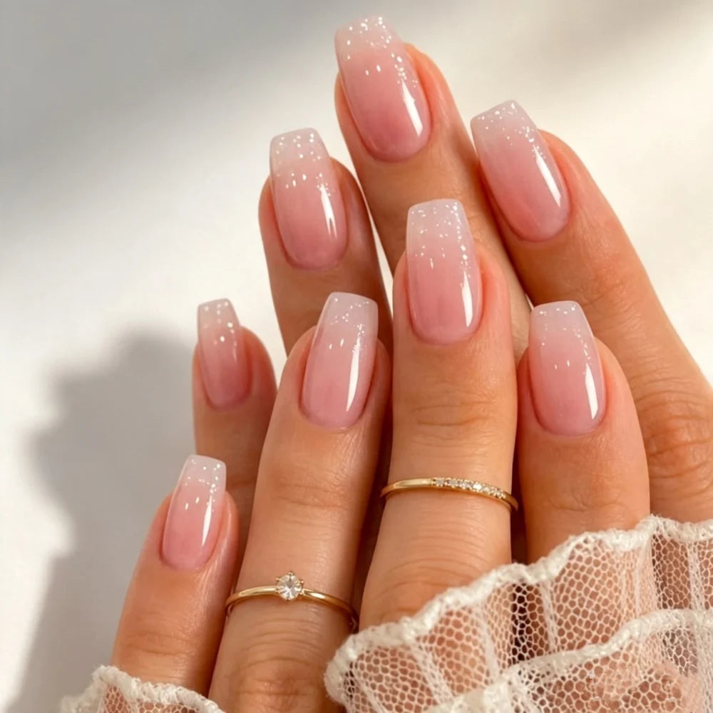Press-On Nails Glossy Ombre Square Easy-Apply Kit