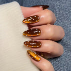 Press-On Nails Glossy Ombre White Dot Stiletto