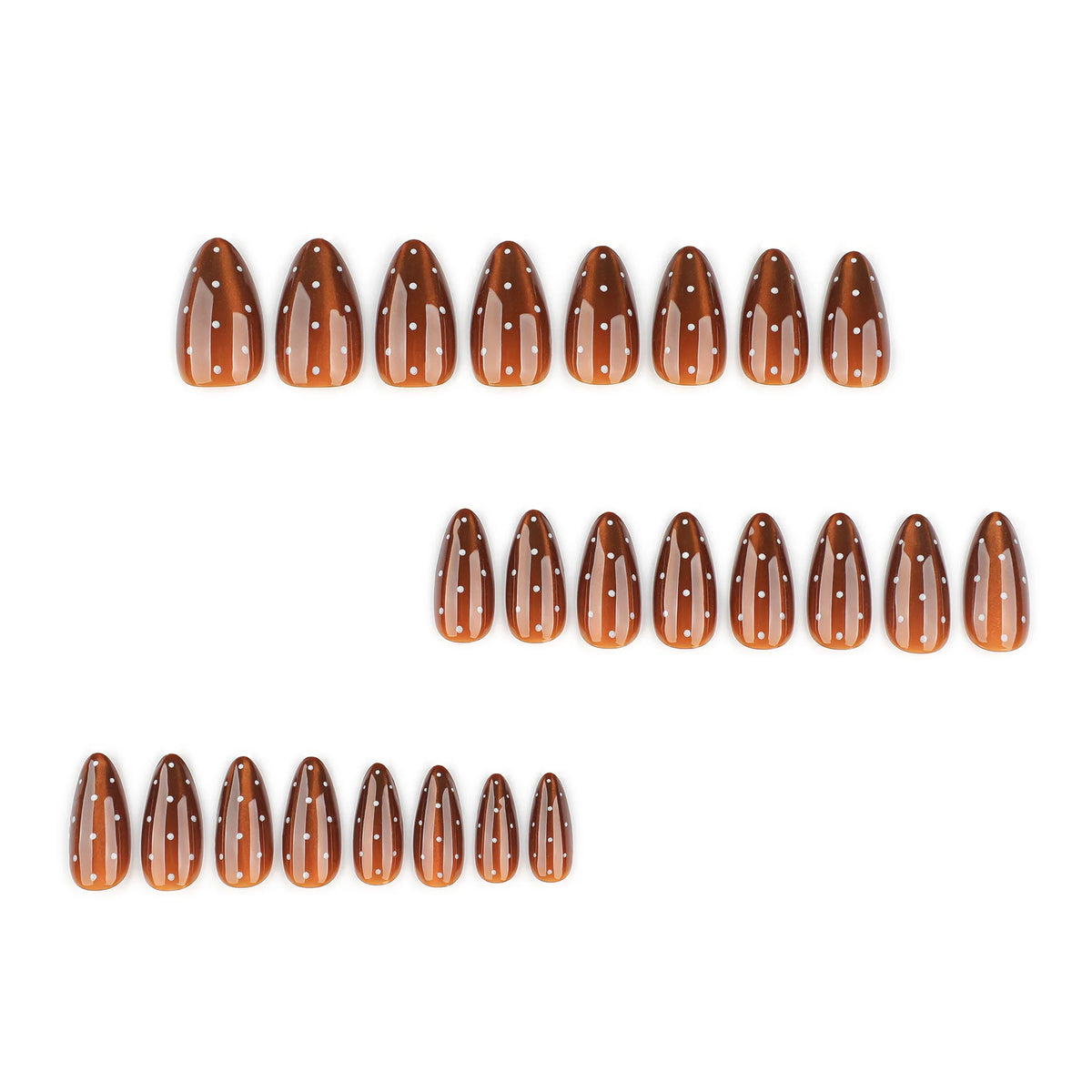Press-On Nails Glossy Ombre White Dot Stiletto