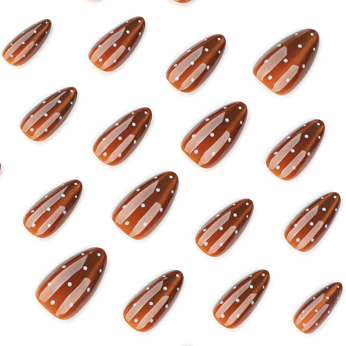 Press-On Nails Glossy Ombre White Dot Stiletto