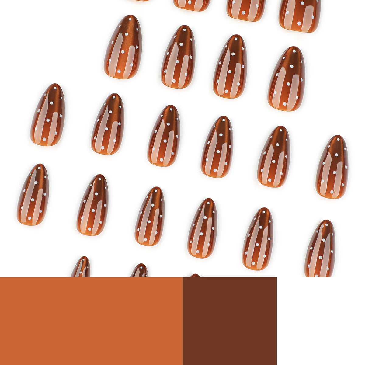 Press-On Nails Glossy Ombre White Dot Stiletto