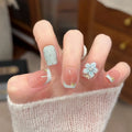 Press-On Nails Glue-Free Floral Design Reusable
