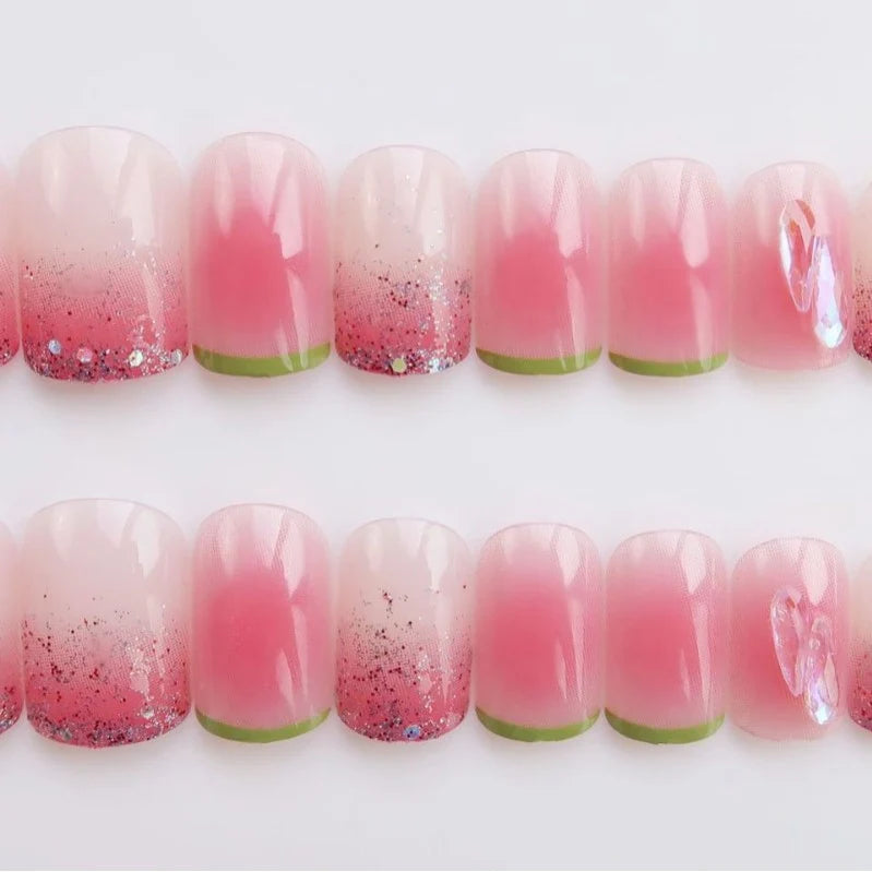 Press-On Nails Glue-On Aurora Artistic Glitter