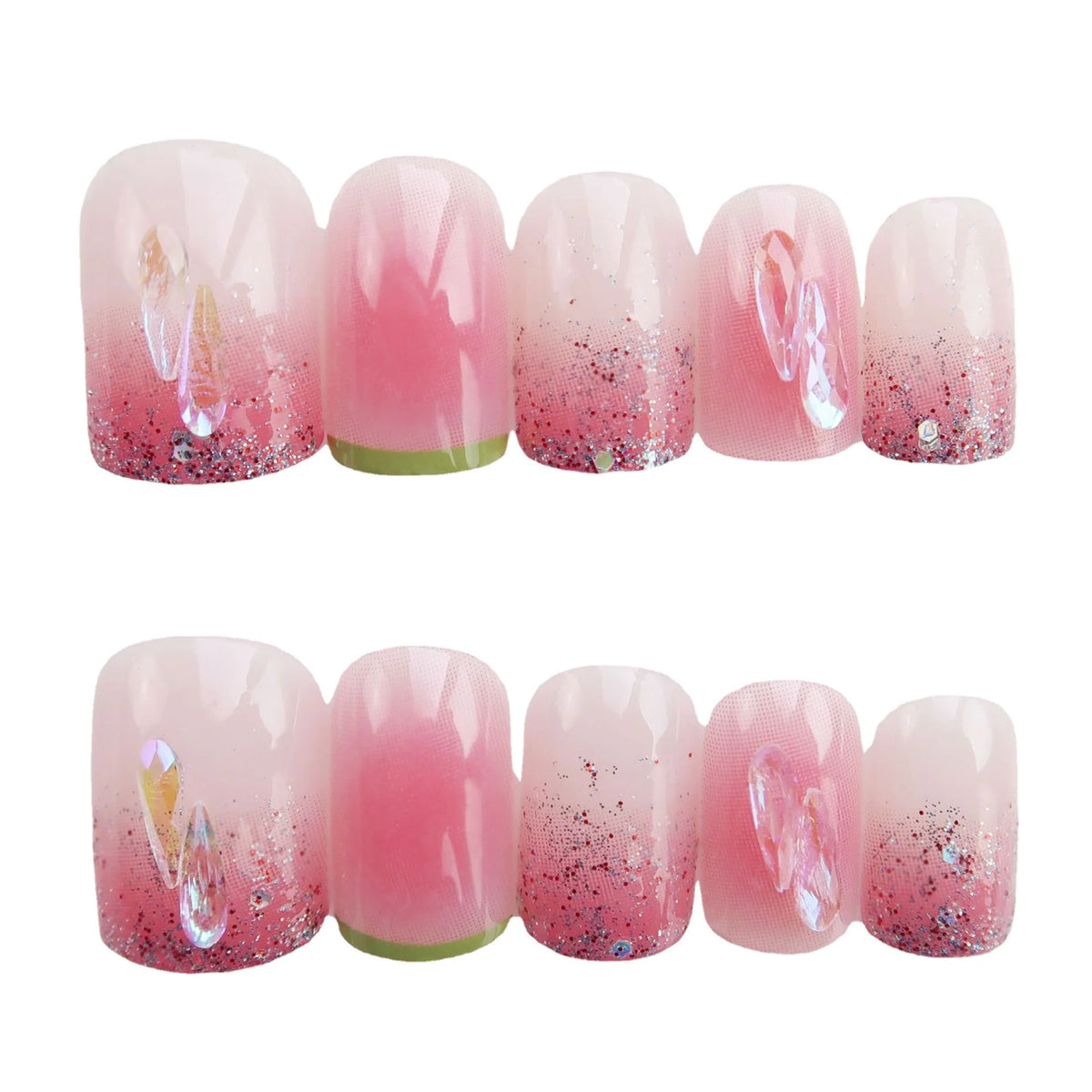 Press-On Nails Glue-On Aurora Artistic Glitter