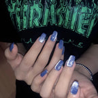 Press-On Nails Glue-On Sapphire Blue Glitter