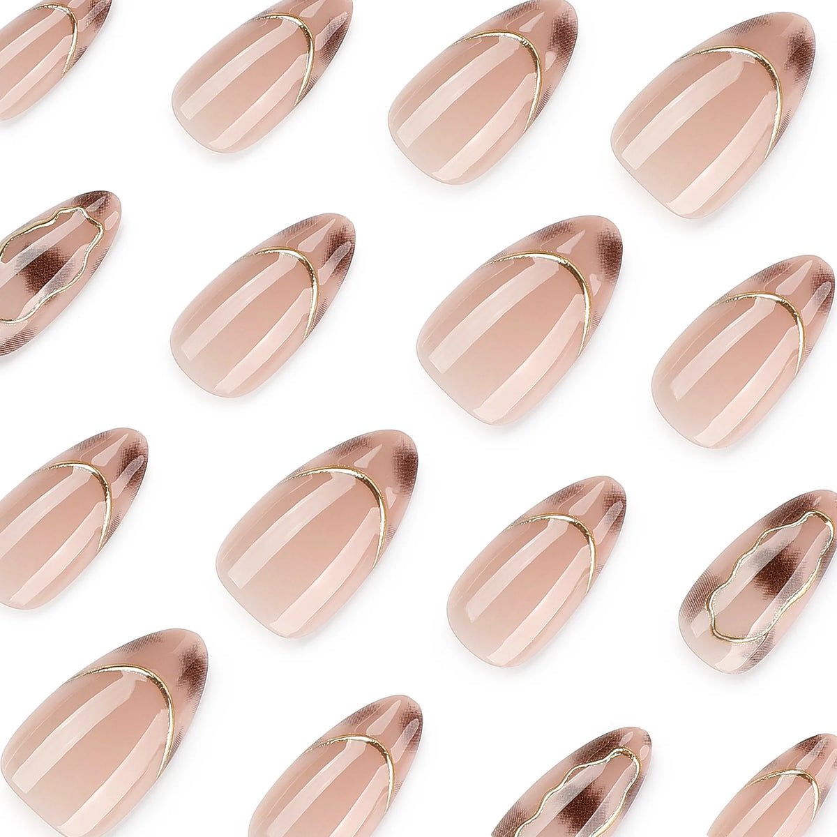Press-On Nails Gold Accent Reusable Comfortable Fit