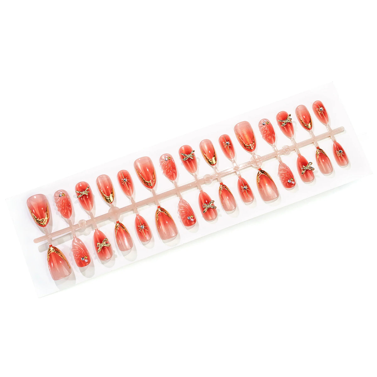 Press-On Nails Gold Accents Reusable Full Set
