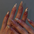Press-On Nails Gold Floral Design Multiple Sizes