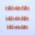 Press-On Nails Gold Floral Design Multiple Sizes